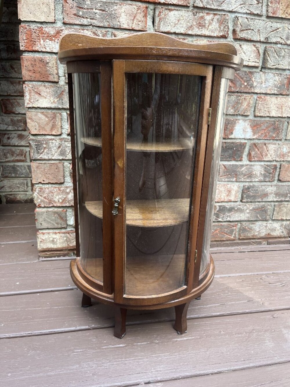 Vintage Footed Tabletop Curio Cabinet Wooden Salesman Sample Display Cabinet wit